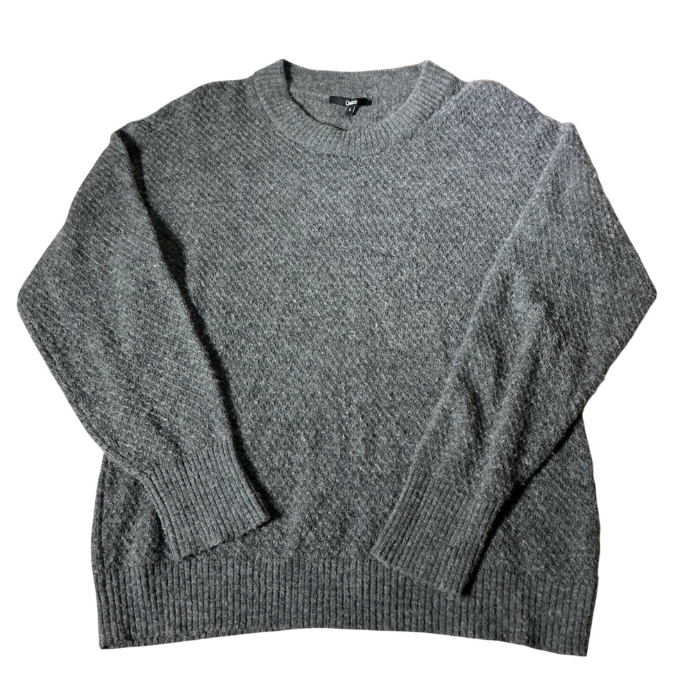 Quince Merino Wool Alpaca Crewneck Sweater Women L Gray Knit Long Sleeve Luxury